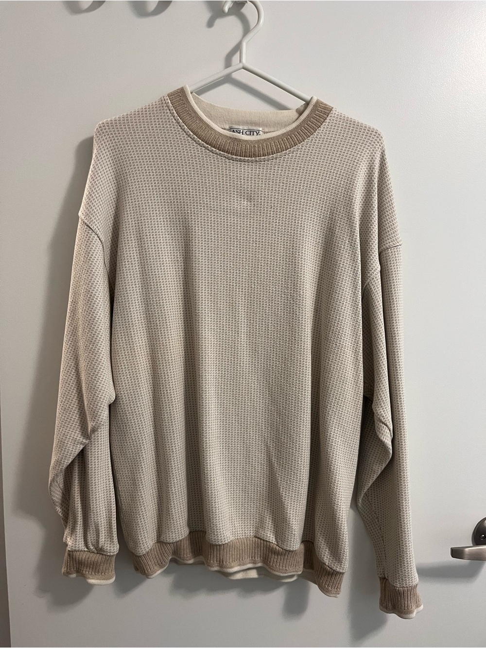 Vintage Waffle-Knit Crewneck Sweater